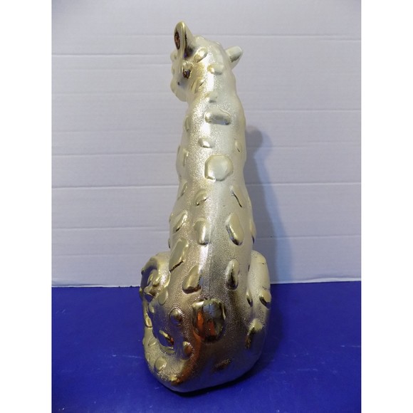 NEW Ceramic Cheetah Leopard Statue Figurine Wild Animal Gold Cat - Picture 5 of 6